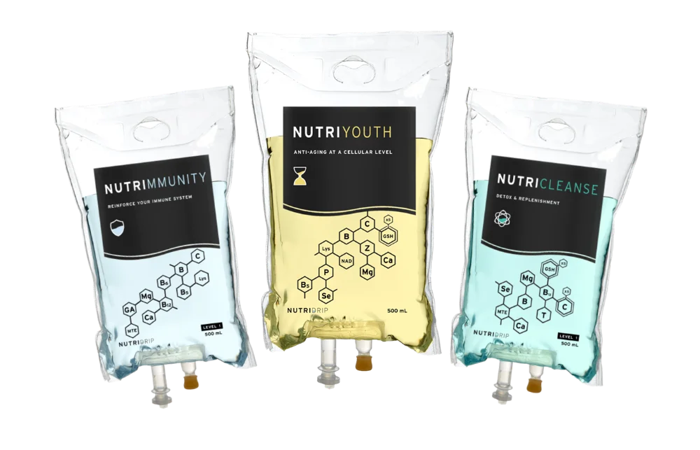 NutrImmunity, NutriYouth and NutriCleanse IV Drip bags